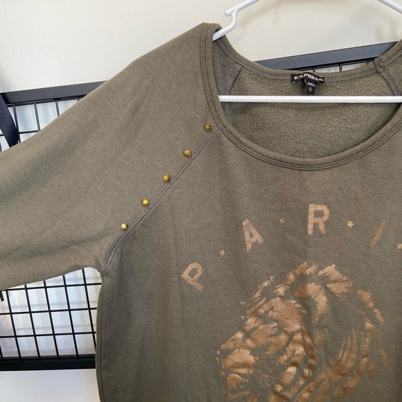 NWOT | Express‎ women’s olive green crewneck — large - Picture 2 of 5